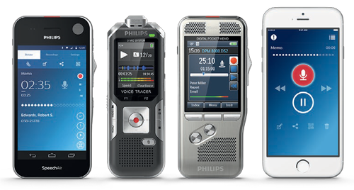 smartphones and Philips voice recorders